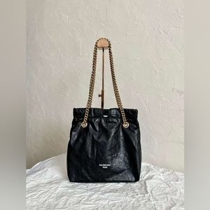 BALENCIAGA WOMEN'S CRUSH SMALL TOTE BAG IN BLACK